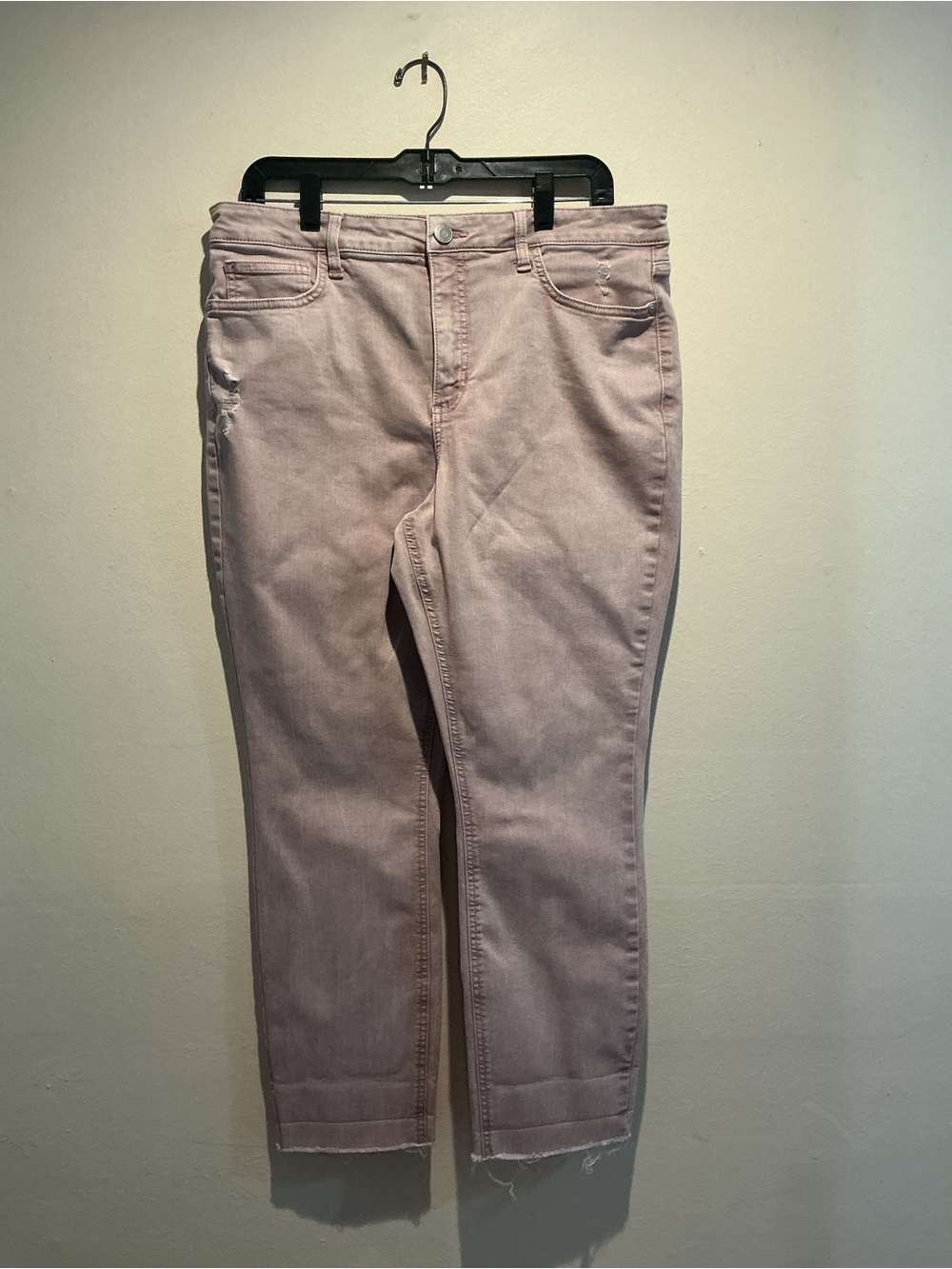 LC Lauren Conrad Dusty Rose Pink Skinny Ankle Jeans Distressed Fray Hem 14